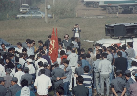 Assembleia durante a greve de 1995, na Replan