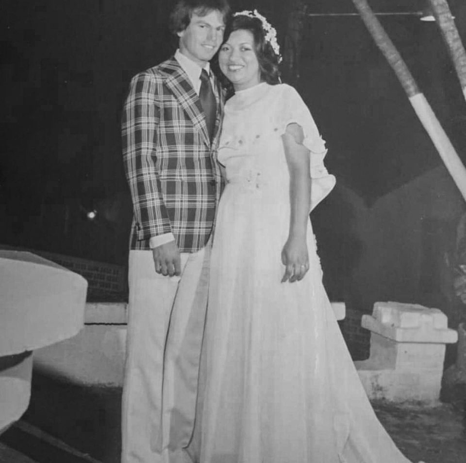 Casamento de Pedrinho e sua esposa, Sônia, em 1977