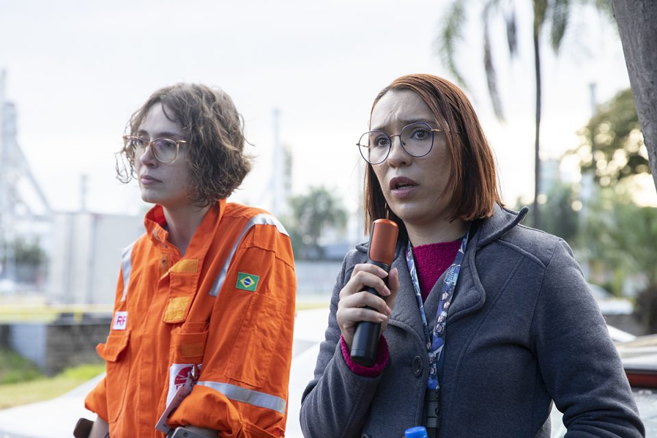 Ato dos trabalhadores próprios da Petrobrás em solidariedade aos grevistas da Ergo, empresa responsável pela Saúde da Replan (Foto: Guilherme Weimann)